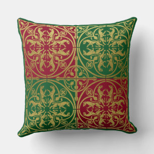 Mediaeval Renaissance Herald Lion Leopard Metallic Cushion
