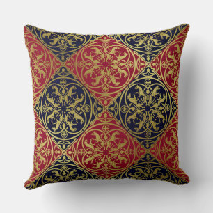Mediaeval Renaissance Herald Lion Leopard Metallic Cushion
