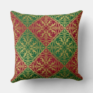 Mediaeval Renaissance Herald Lion Leopard Metallic Cushion