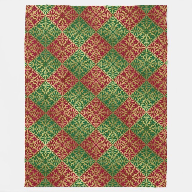 Mediaeval Renaissance Herald Lion Leopard Metallic Fleece Blanket (Front)