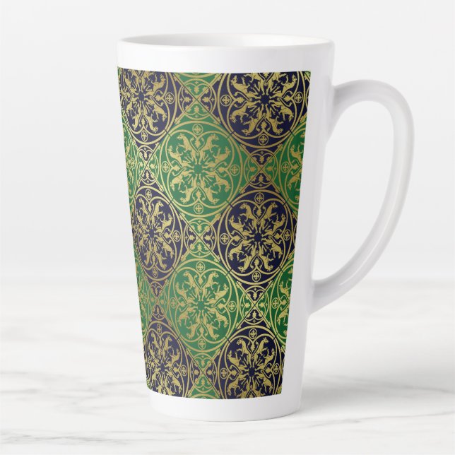 Mediaeval Renaissance Herald Lion Leopard Metallic Latte Mug (Right)