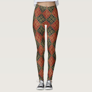 Mediaeval Renaissance Herald Lion Leopard Metallic Leggings