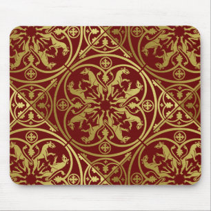 Mediaeval Renaissance Herald Lion Leopard Metallic Mouse Pad