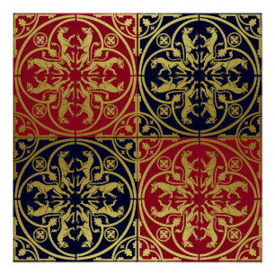 Mediaeval Renaissance Herald Lion Leopard Metallic Poster