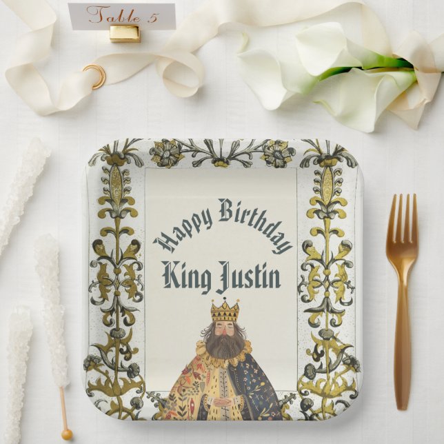 Mediaeval Renaissance King Birthday Paper Plate (Wedding)