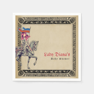 Mediaeval Renaissance Knight Renfaire Baby Shower Napkin
