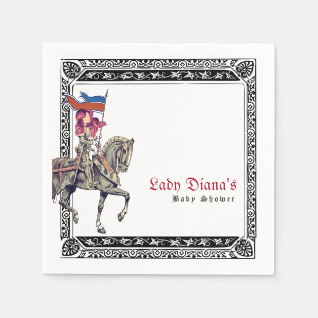 Mediaeval Renaissance Knight Renfaire W Baby Showe Napkin (Front)