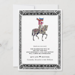 Mediaeval Renaissance Knight Renfaire W Baby Showe Thank You Card