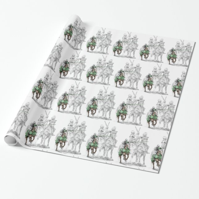 Mediaeval Renaissance Knights Wrapping Paper (Unrolled)