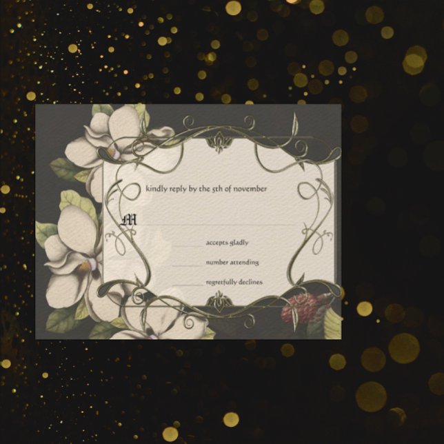 Mediaeval Renaissance Magnolia  Wedding RSVP Card (Creator Uploaded)
