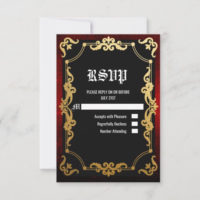 Mediaeval Renaissance Middle Ages Goth RSVP card (Front)
