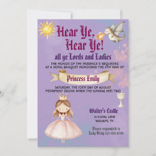 Mediaeval Renaissance Princess Birthday Invitation