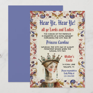 Mediaeval Renaissance Princess Birthday Invitation