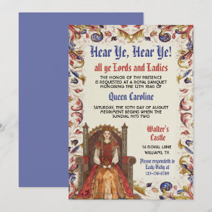 Mediaeval Renaissance Queen Birthday Invitation
