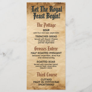 Mediaeval Renaissance Royal Wedding Menu