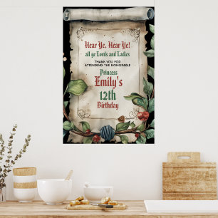 Mediaeval Renaissance Scroll Birthday  Poster