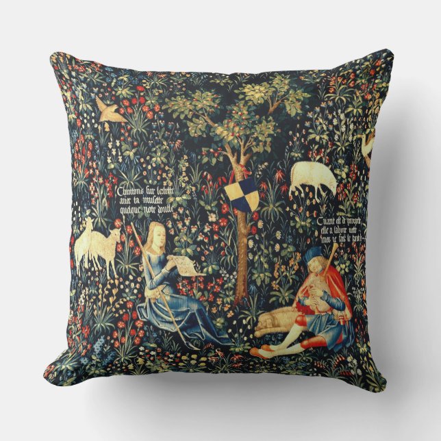 Mediaeval Renaissance Tapestry  Shepherds and Shee Cushion (Front)