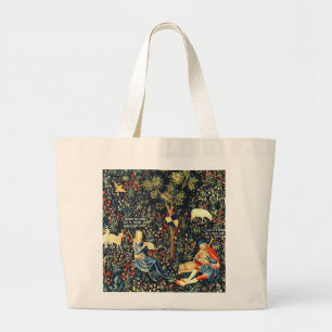 Mediaeval Renaissance Tapestry  Shepherds and Shee Large Tote Bag