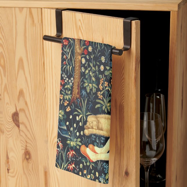 Mediaeval Renaissance Tapestry  Shepherds and Shee Tea Towel (Thirds Fold)