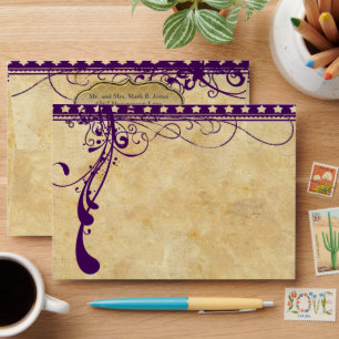 Mediaeval Renaissance Ultra Violet Purple Wedding Envelopes