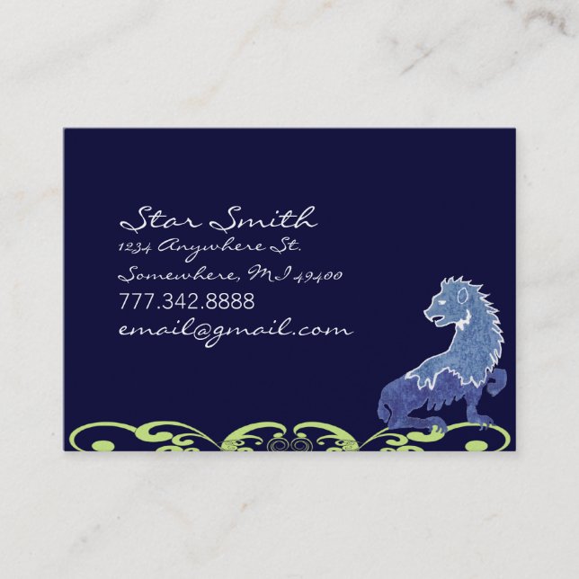 Mediaeval Renaissance Vintage Blue Lion Business Card (Front)