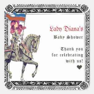 Mediaeval Renaissance W Knight Renfaire Baby Showe Square Sticker