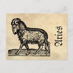 Mediaeval Renaissance Zodiac Symbol Aries Postcard