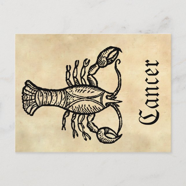 Mediaeval Renaissance Zodiac Symbol Cancer Postcard (Front)