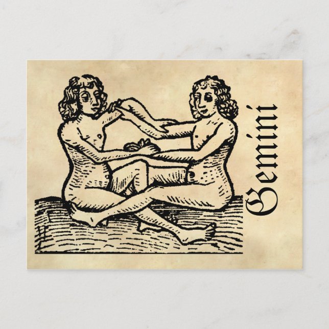 Mediaeval Renaissance Zodiac Symbol Gemini Postcard (Front)