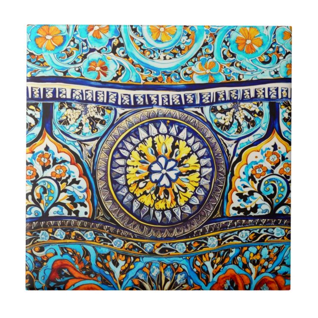 Mediaeval Roman Italian Spanish Majolica Floral Ceramic Tile (Front)