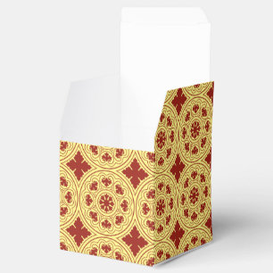 Mediaeval Romanesque Red Yellow Rosette Flower Favour Box