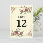 Mediaeval Romantic Wedding Table Number Card<br><div class="desc">The elegant mediaeval-style design with an openwork wooden frame and a flowering branch evokes associations with Shakespeare's sonnets and will emphasize the sublimity of your feelings. The warm natural colour scheme and well-readable text will make a pleasant impression on your guests. If you have not found the product you are...</div>