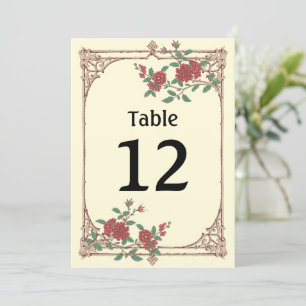 Mediaeval Romantic Wedding Table Number Card