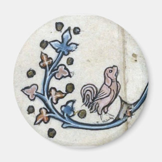 Mediaeval rooster-dog magnet