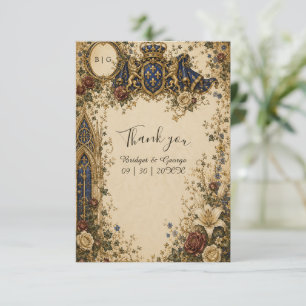 Mediaeval Royal Gothic Celtic Monogram Wedding Thank You Card