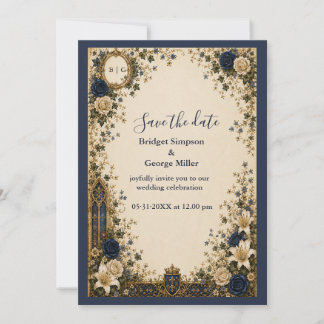 Mediaeval Royal Gothic Monogram Crest Wedding Invitation