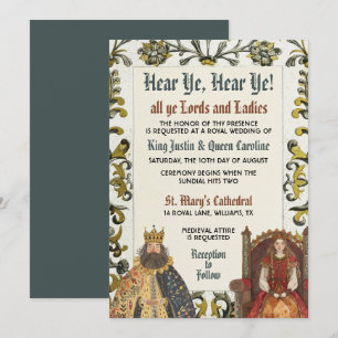 Mediaeval Royal Renaissance Wedding Invitation Car