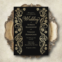 Mediaeval Royal Roses Sword Wedding Invitation