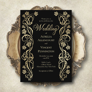 Mediaeval Royal Roses Sword Wedding Invitation