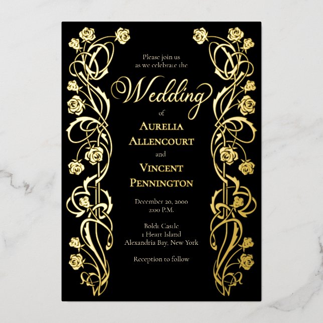 Mediaeval Royal Roses Sword Wedding Invitation (Front)