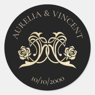 Mediaeval Royal Roses Wedding Classic Round Sticker