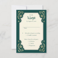 Mediaeval Royal Roses Wedding RSVP Card