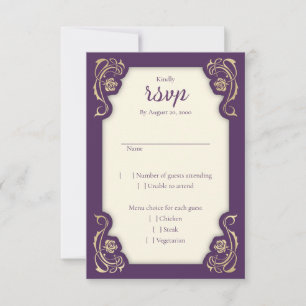 Mediaeval Royal Roses Wedding RSVP Card