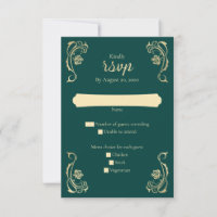 Mediaeval Royal Roses Wedding RSVP Card