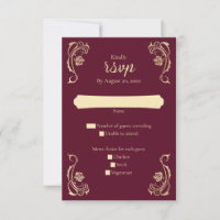 Mediaeval Royal Roses Wedding RSVP Card