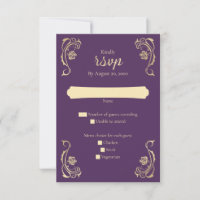 Mediaeval Royal Roses Wedding RSVP Card