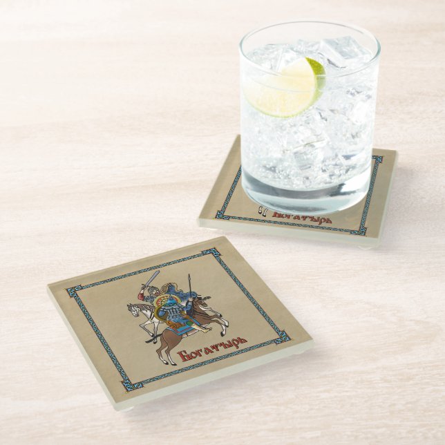 Mediaeval Russian Bogatyr Glass Coaster (Angled)
