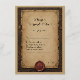 Mediaeval Rustic Leather Wax Seal Wedding Menu