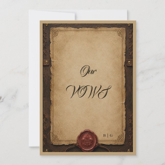 Mediaeval Rustic Leather Wax Seal Wedding our vows Invitation (Front)