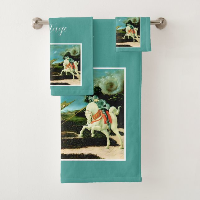 Mediaeval Saint George and the Drago Bath Towel Set (Insitu)